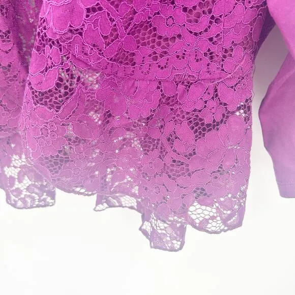 NWT Torrid Womens Career Layer Lace Open Front Peplum Blazer Size 6X Purple