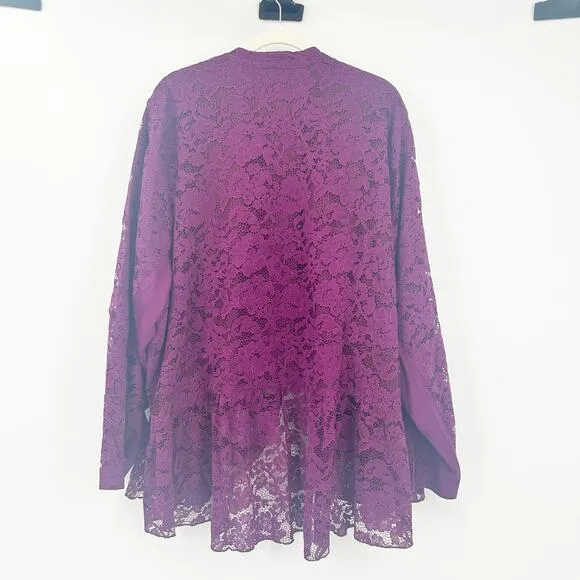 NWT Torrid Womens Career Layer Lace Open Front Peplum Blazer Size 6X Purple