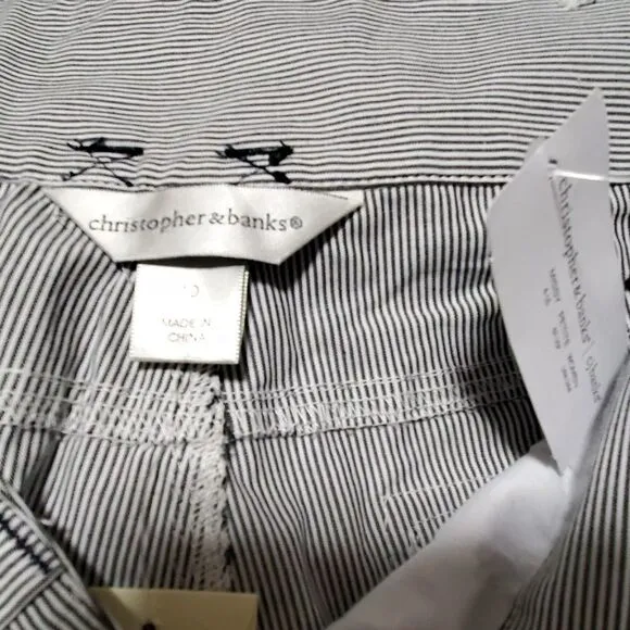 NWT Christopher &amp; Banks Gray &amp; White Stripe Shorts