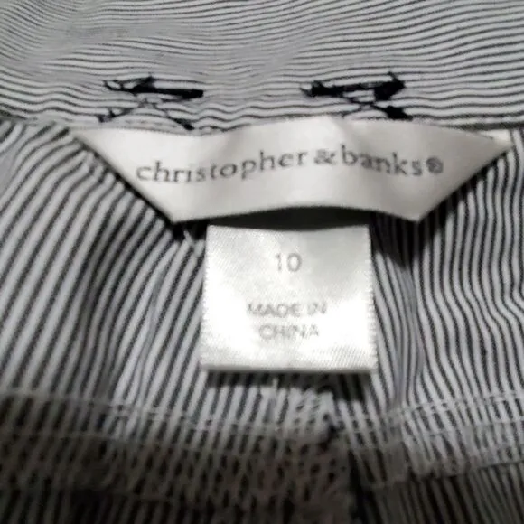 NWT Christopher &amp; Banks Gray &amp; White Stripe Shorts
