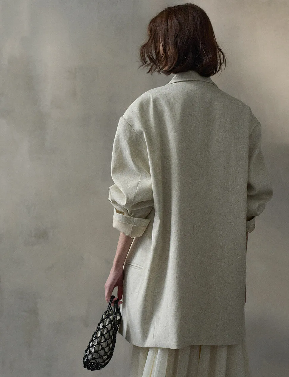 Oat Oversized Linen-Blend Blazer-PREORDER