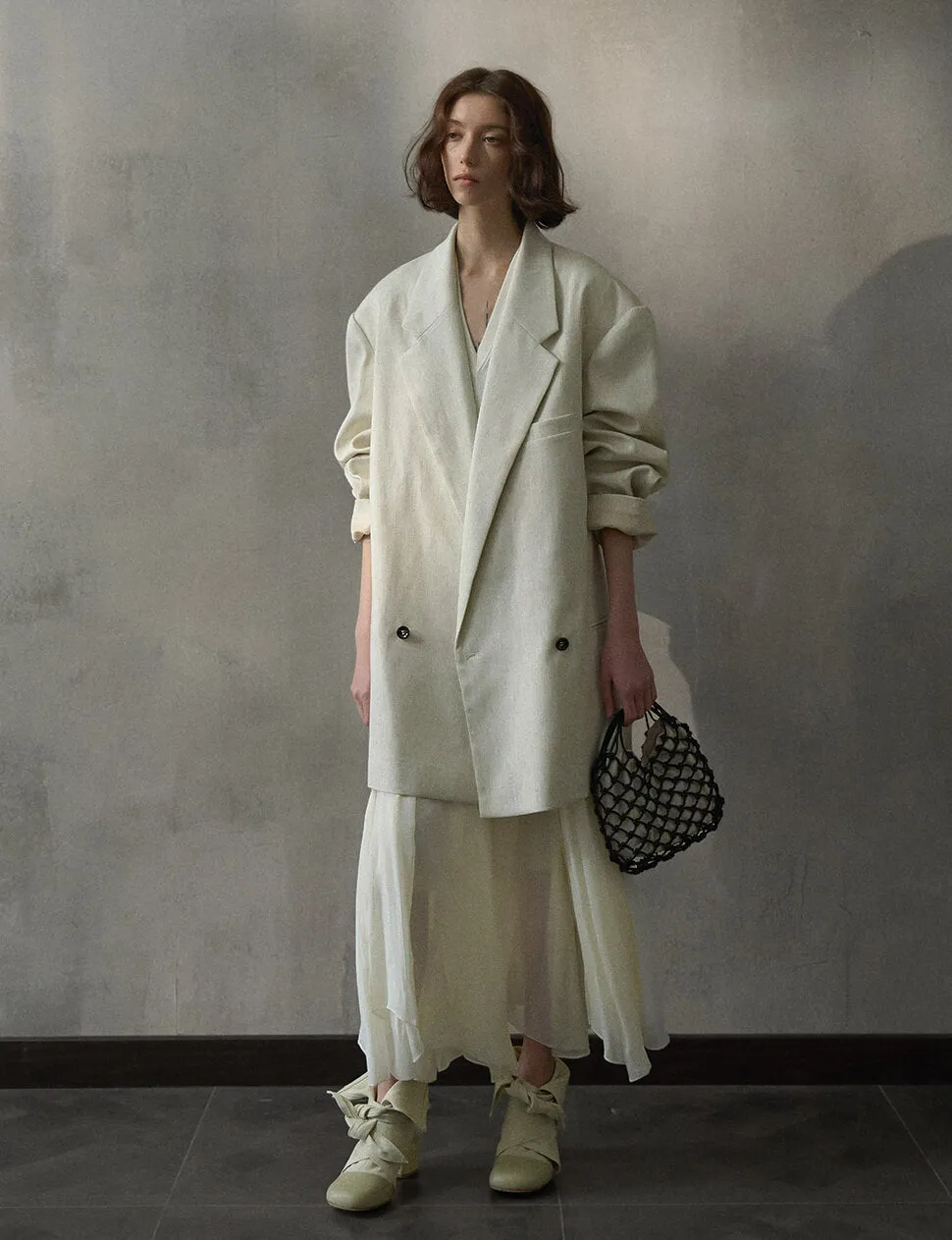 Oat Oversized Linen-Blend Blazer-PREORDER
