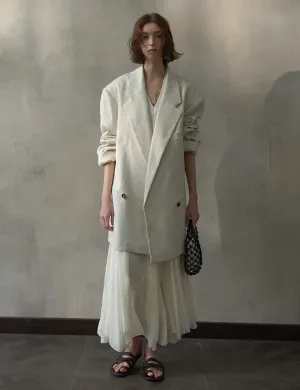 Oat Oversized Linen-Blend Blazer-PREORDER