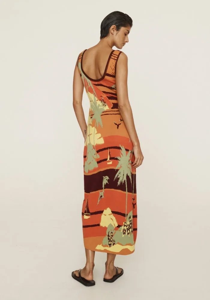 Palm Island Knit Midi Dress