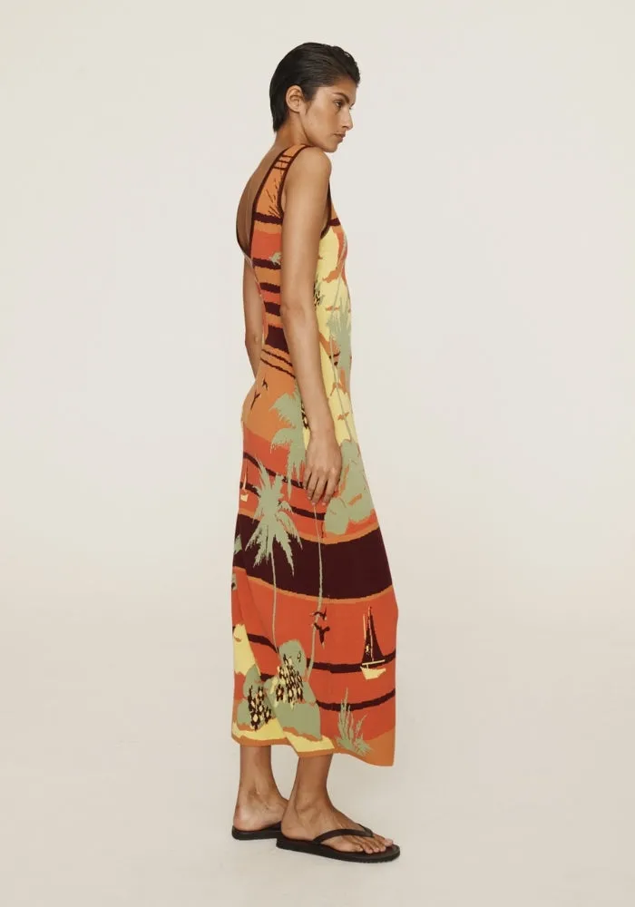 Palm Island Knit Midi Dress