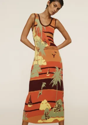 Palm Island Knit Midi Dress