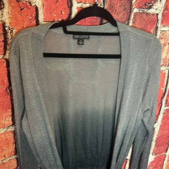 Pamela Dennis Stunning shimmering grey lightweight sweater cardigan size small