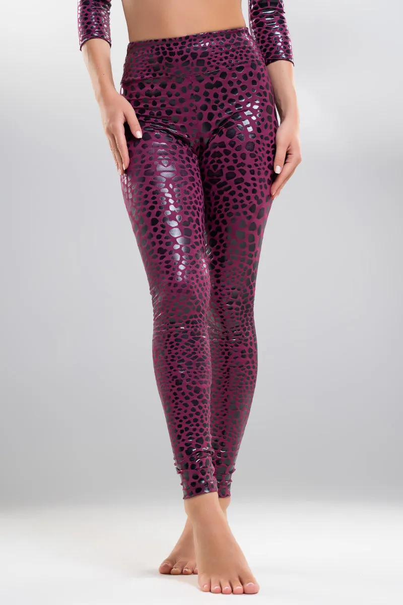 Paradise Chick Superhero Sticky High Waist Leggings - Magenta Chameleon