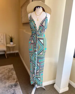 Pattern Faux Wrap Dress