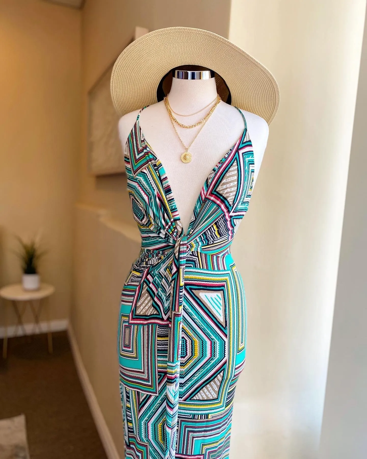 Pattern Faux Wrap Dress