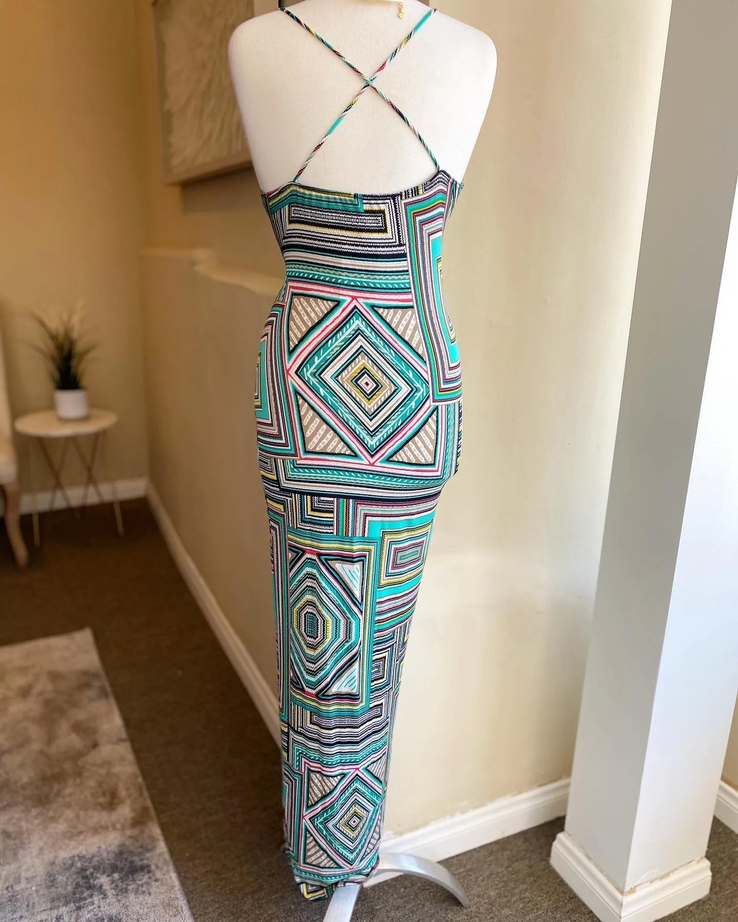 Pattern Faux Wrap Dress