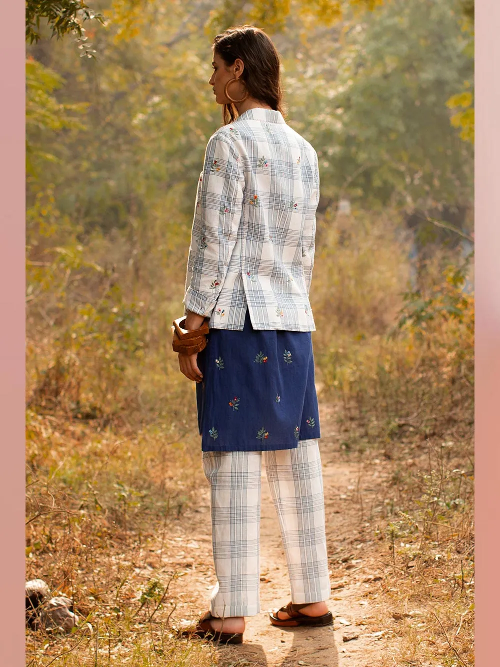 Payal Pratap   -   Blazer Norah  I  Mitered Check Blazer With Embroidery All Over