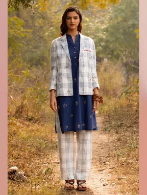 Payal Pratap   -   Blazer Norah  I  Mitered Check Blazer With Embroidery All Over