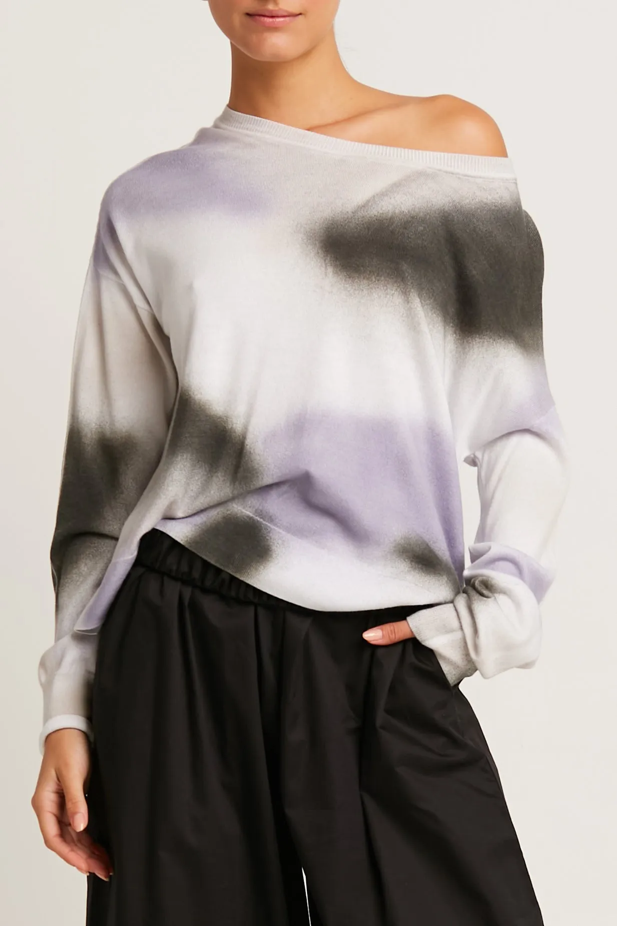 Pima Cotton Sprayed Crewneck Sweater