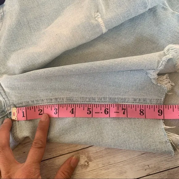 PinkBlush Denim Plus Size Distressed Light Wash Maternity Bermuda Shorts