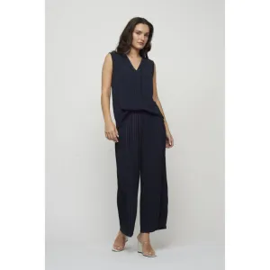 Pistache Sleeveless Blouse with Center Pleat