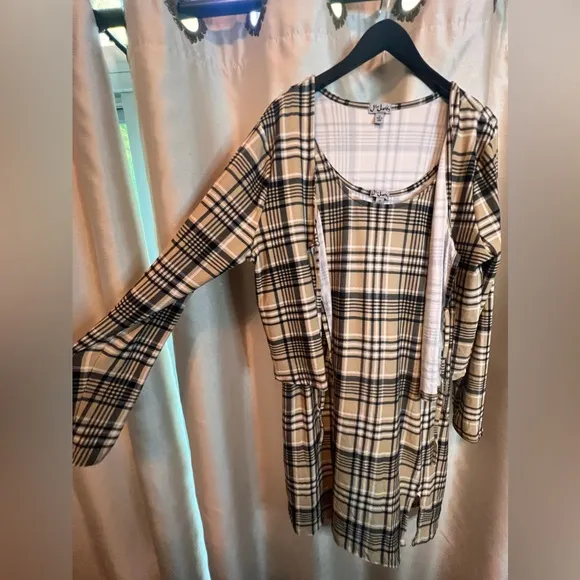 Plaid dress and sweater set