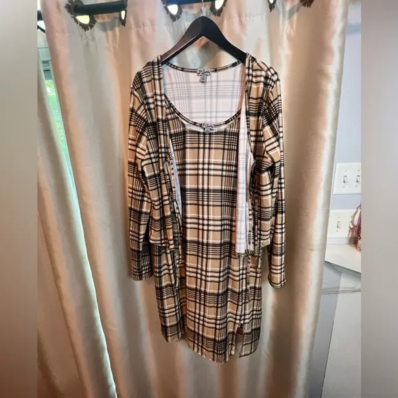 Plaid dress and sweater set