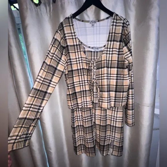 Plaid dress and sweater set