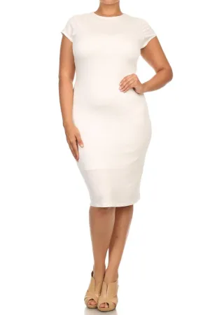 Plus Size Downtown Chic White Midi Dress