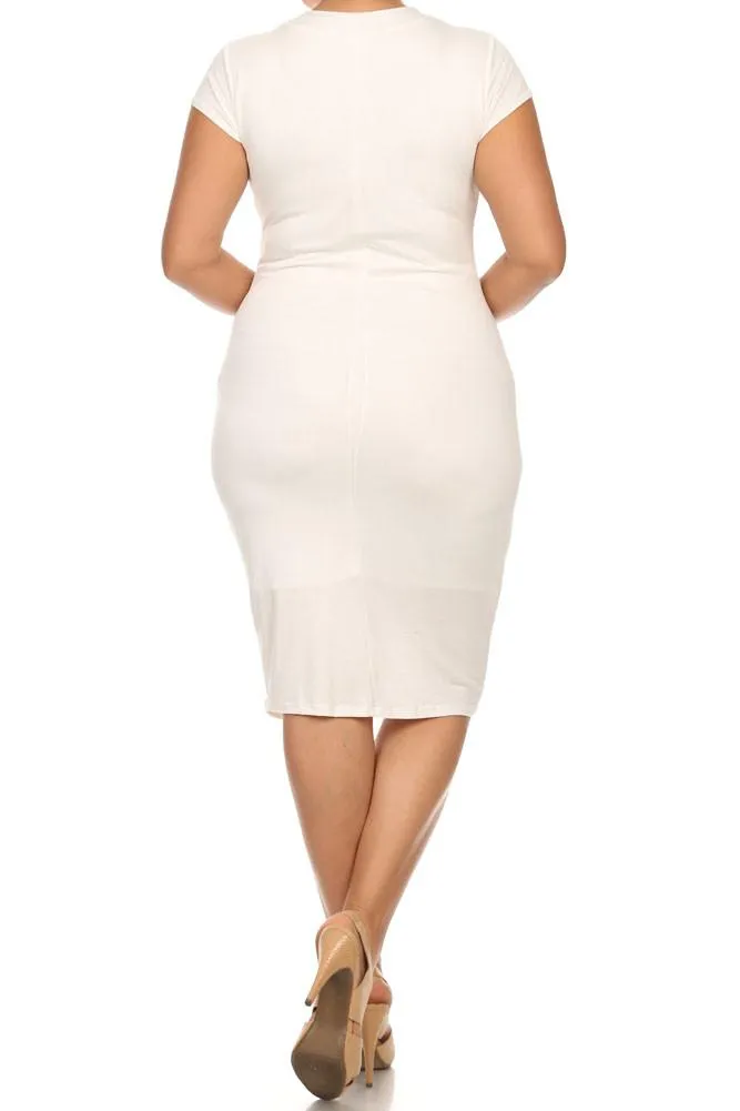 Plus Size Downtown Chic White Midi Dress