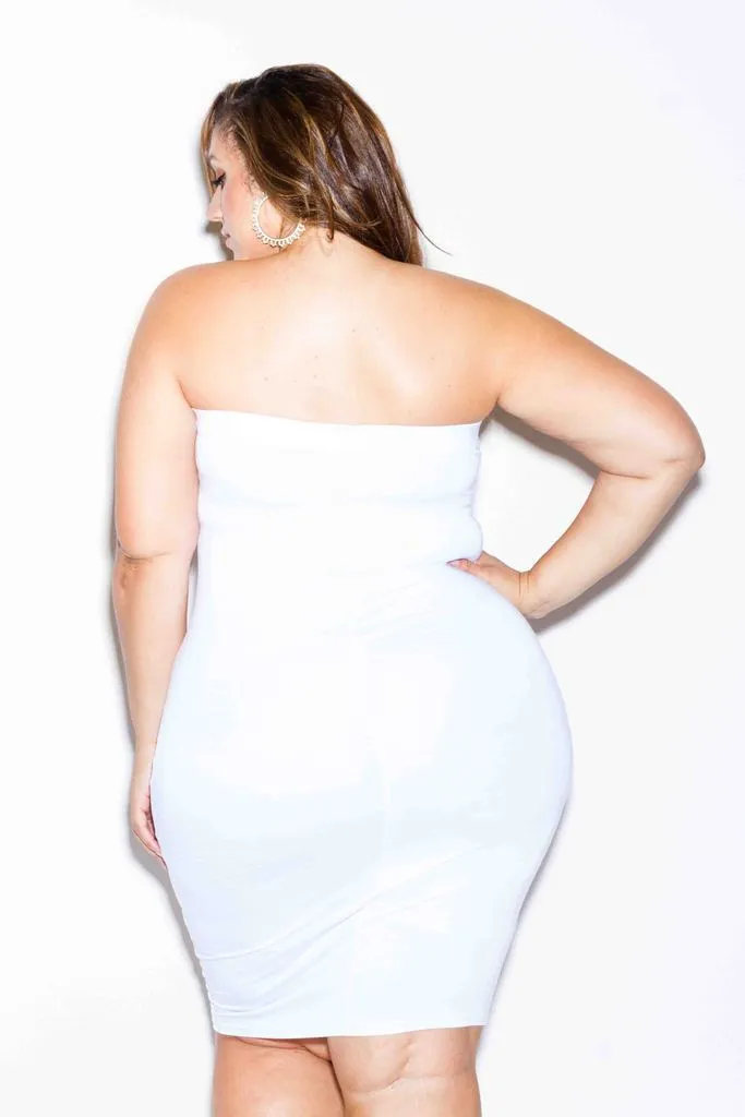 Plus Size Rose Patch Tube Midi Dress [SALE]