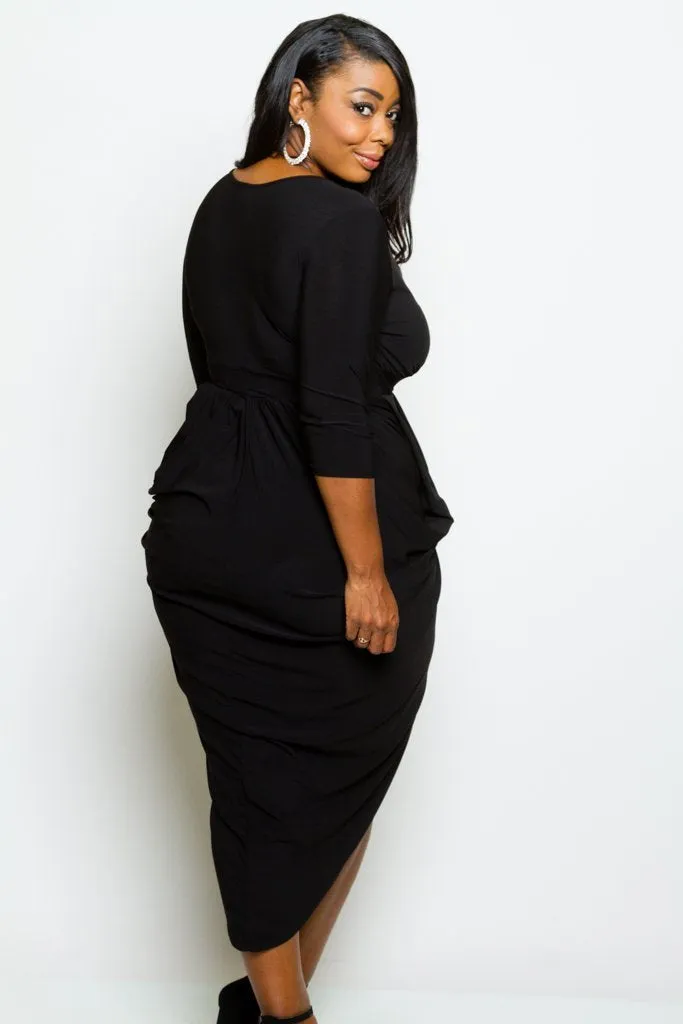Plus Size Slay Goddess Drape Midi Dress