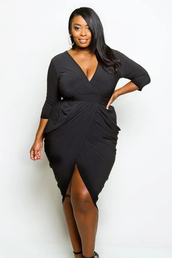 Plus Size Slay Goddess Drape Midi Dress