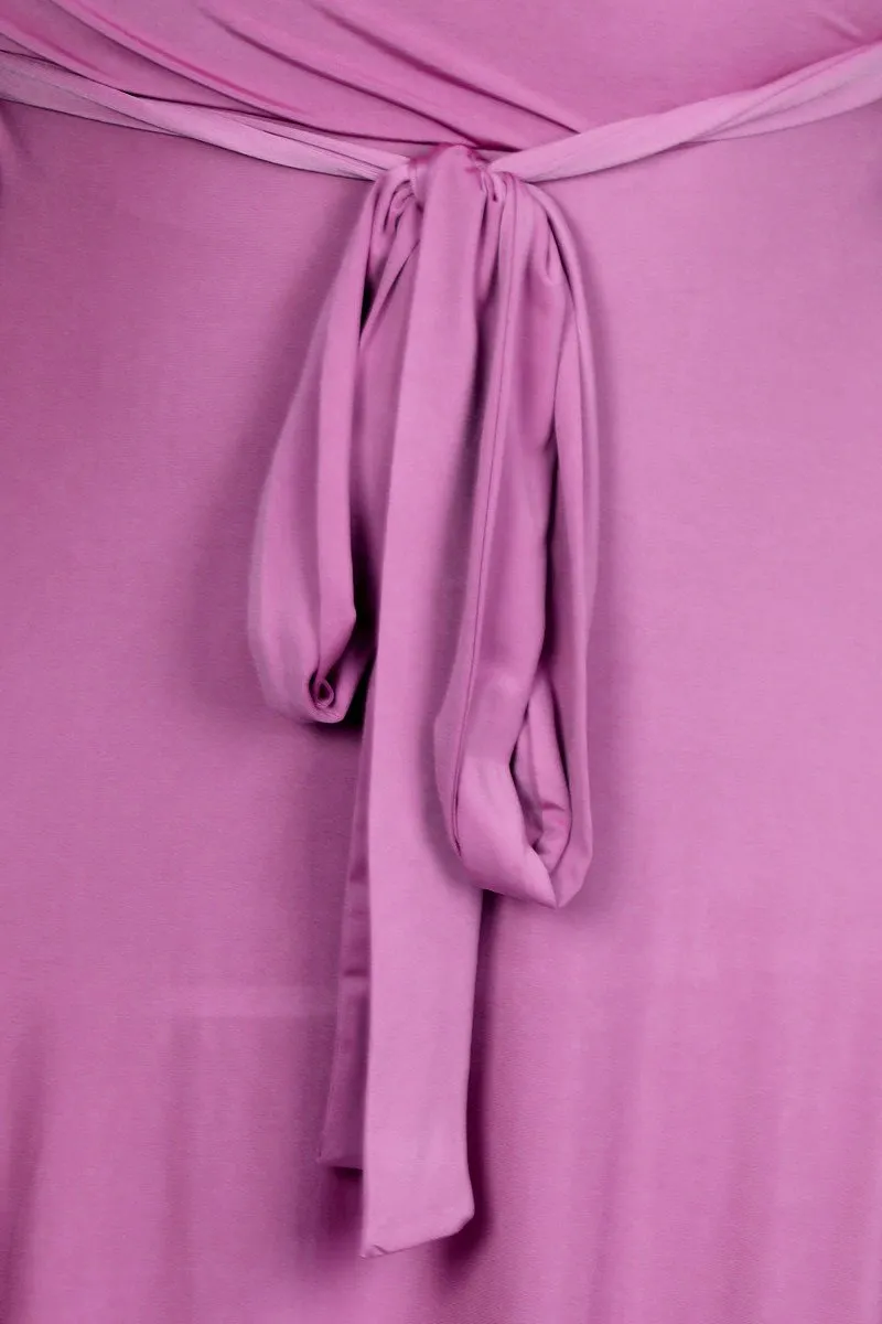 Plus Size Solid Poly Stretch Wrap A-Line Maxi Dress