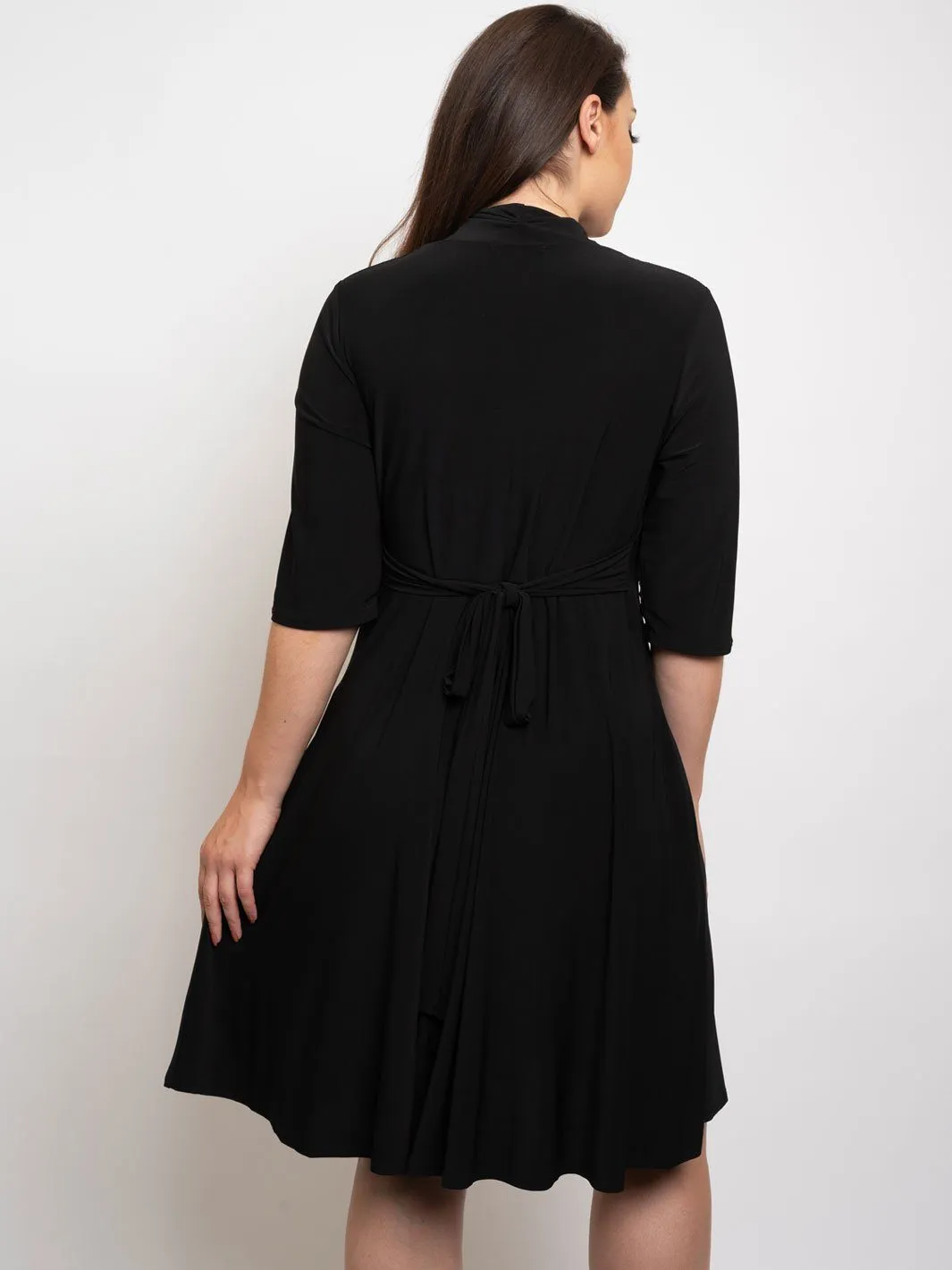 PLUS SIZE WRAP BLACK DRESS