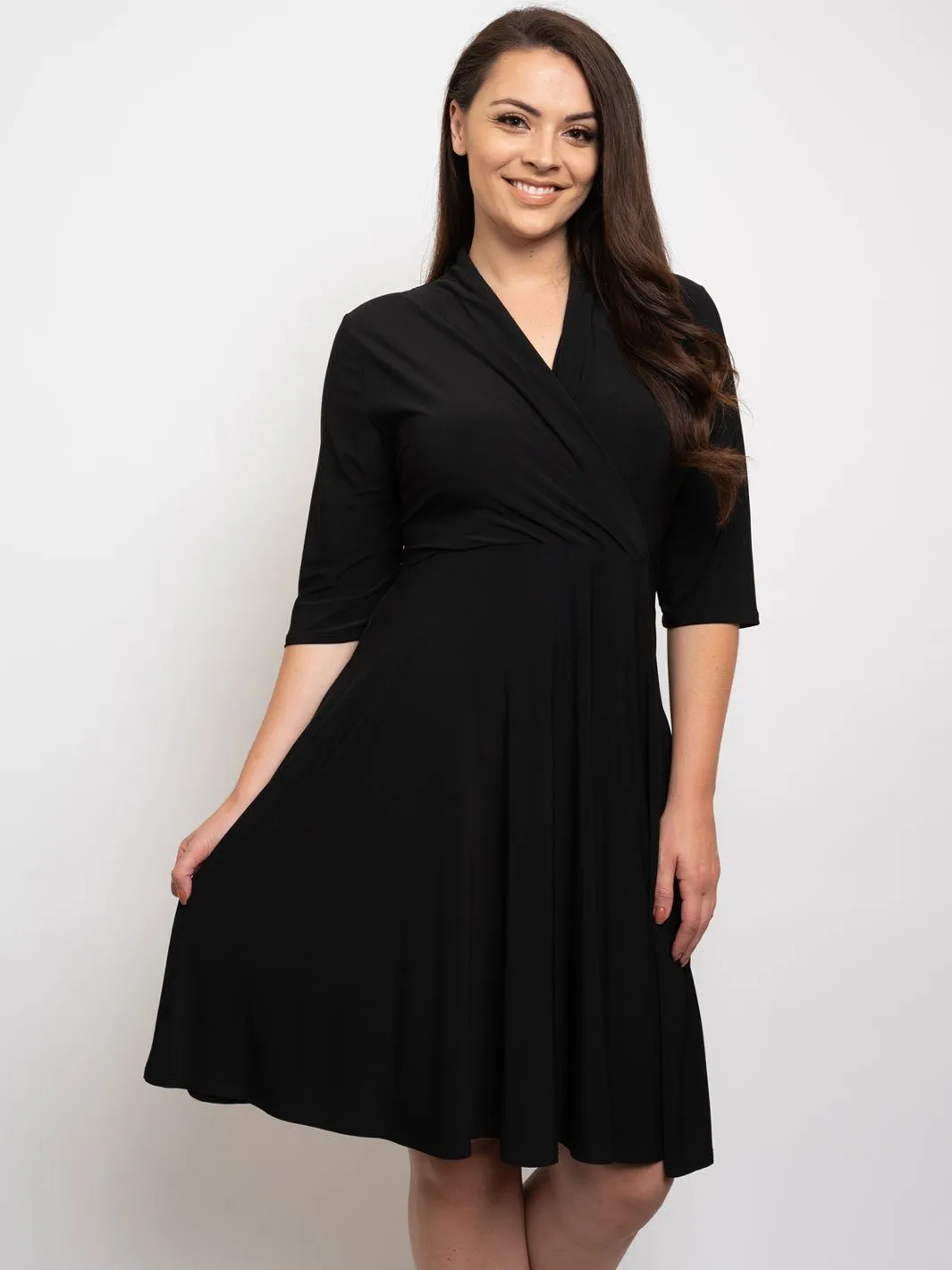 PLUS SIZE WRAP BLACK DRESS
