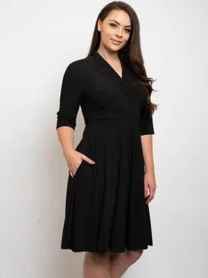 PLUS SIZE WRAP BLACK DRESS