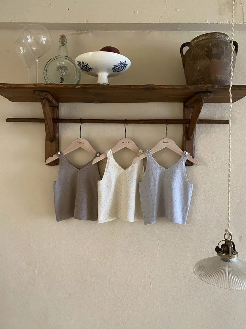 Pointelle Sleeveless Knit Top
