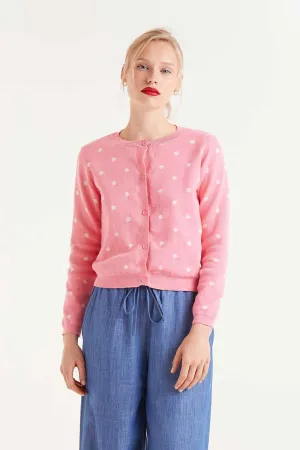 Polka Dot Cardigan - Pink