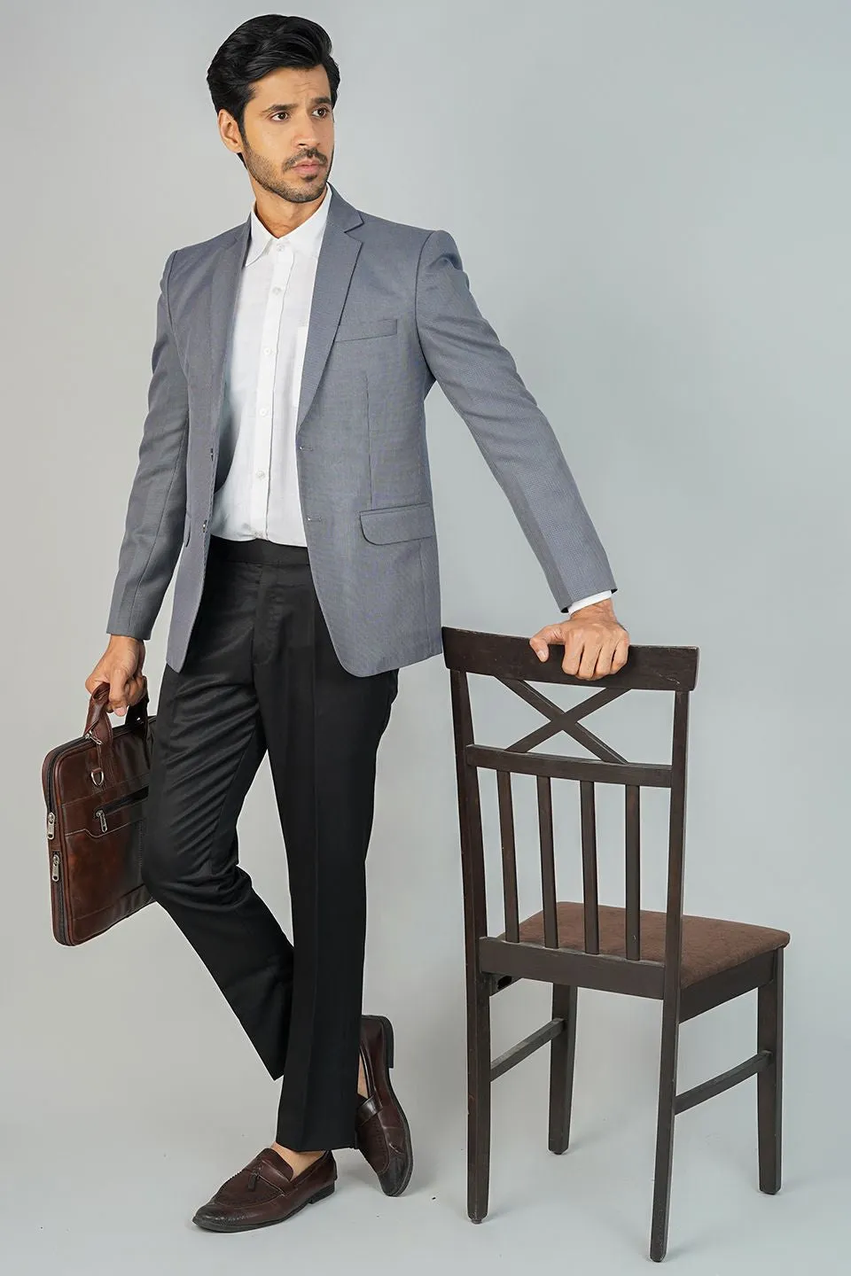 Poly Viscose Grey Blazer