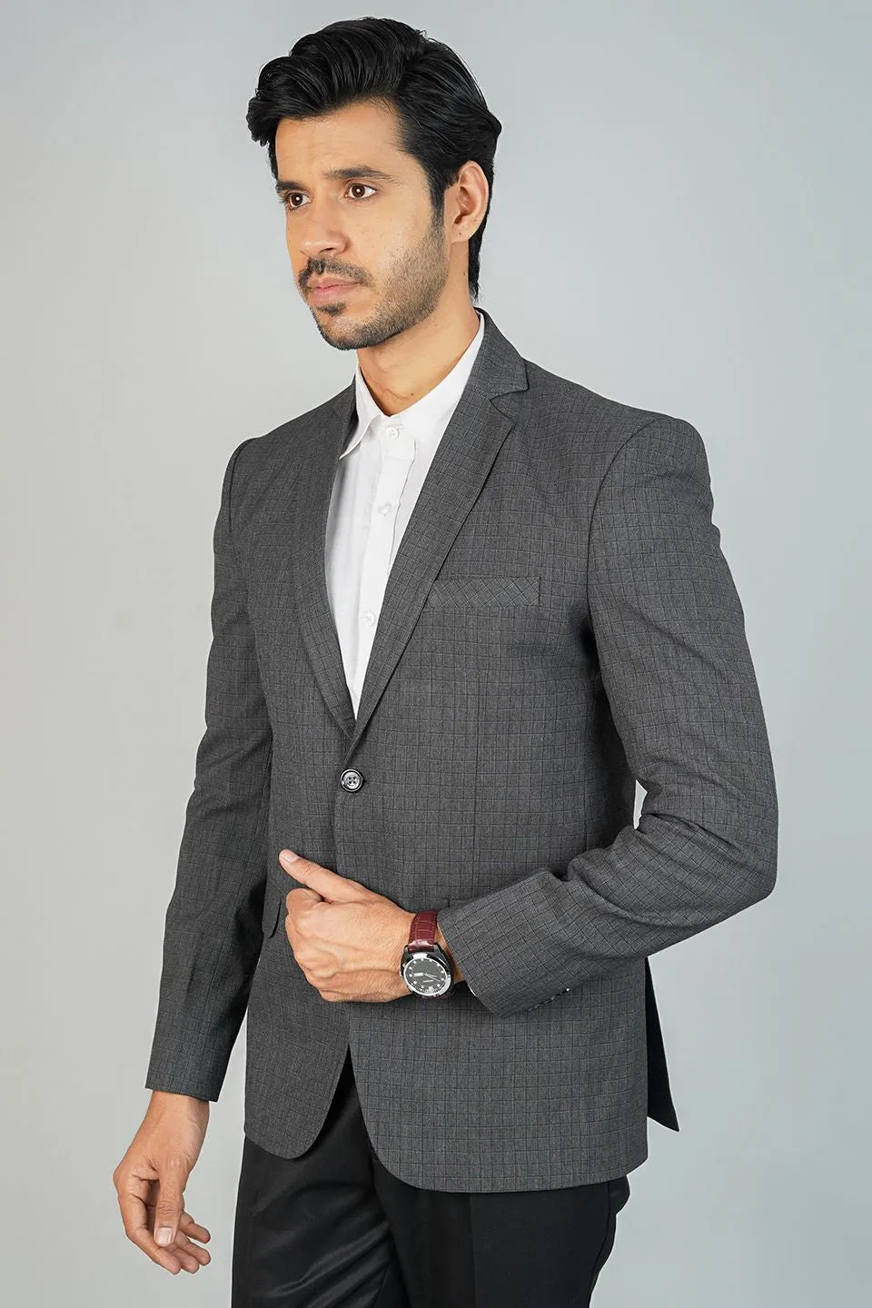 Poly Viscose Grey Blazer