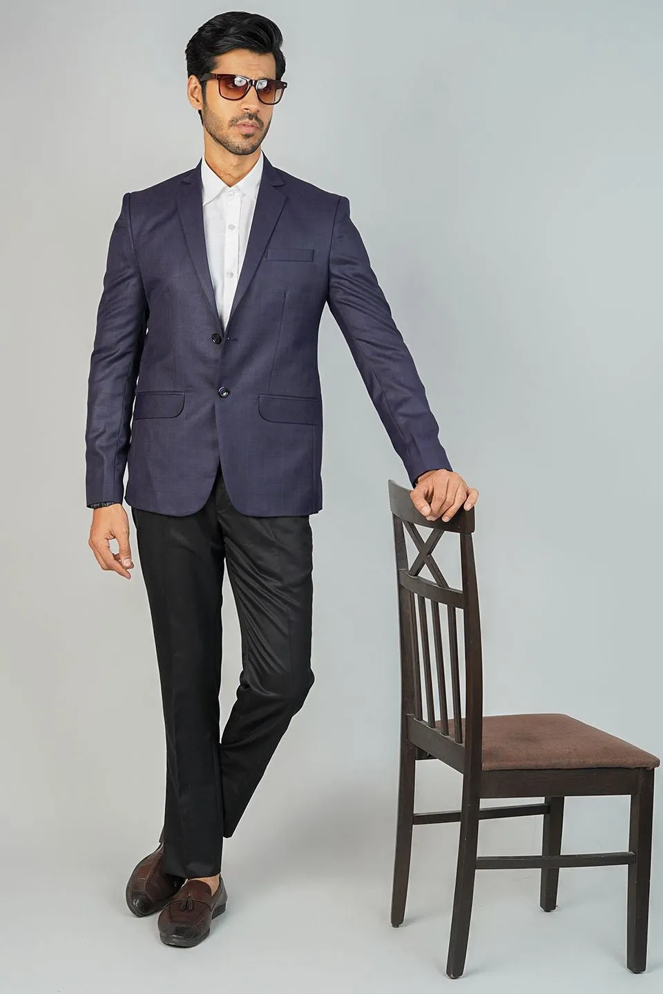 Poly Viscose Purple Blazer