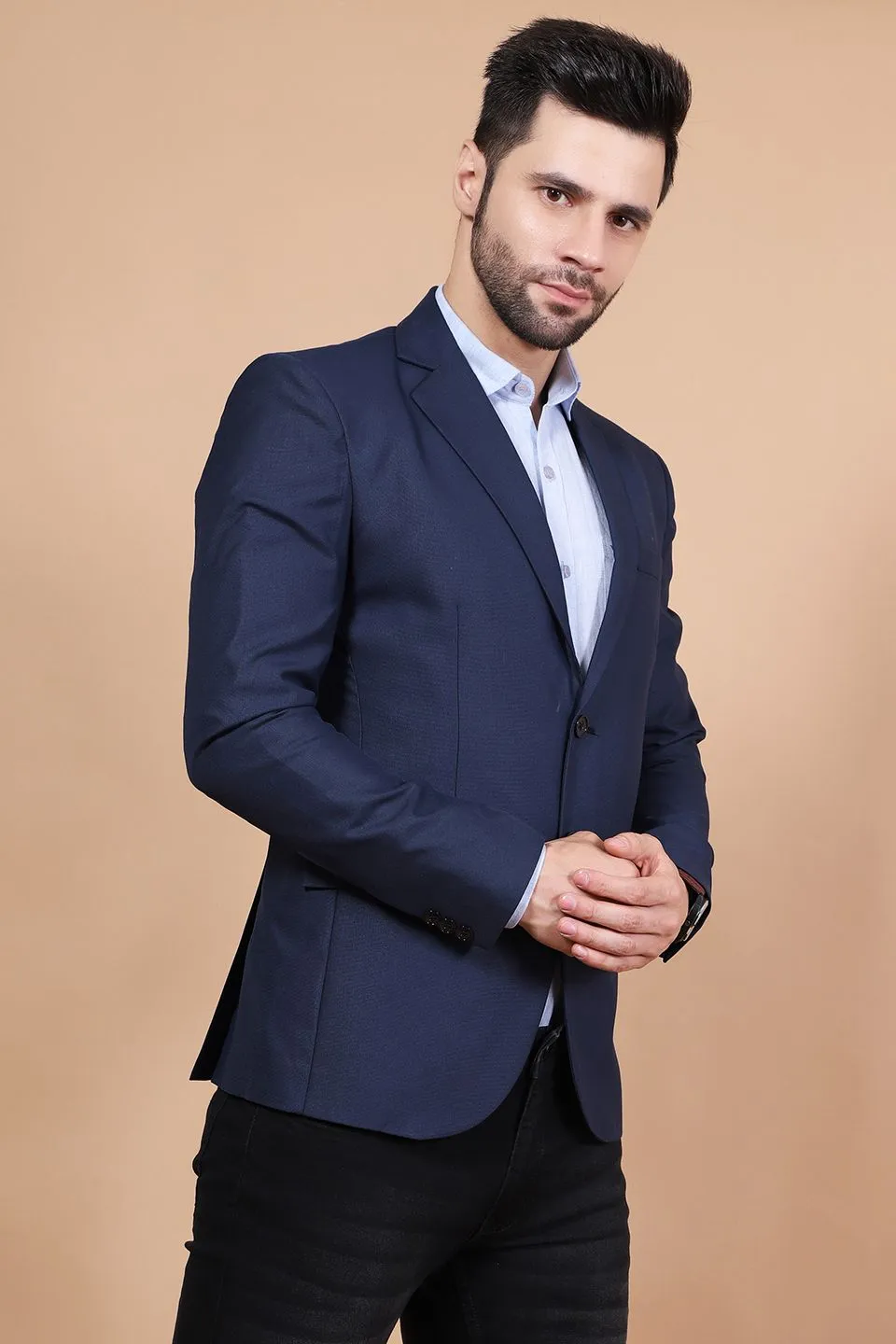 Polyester Cotton Blue Blazer