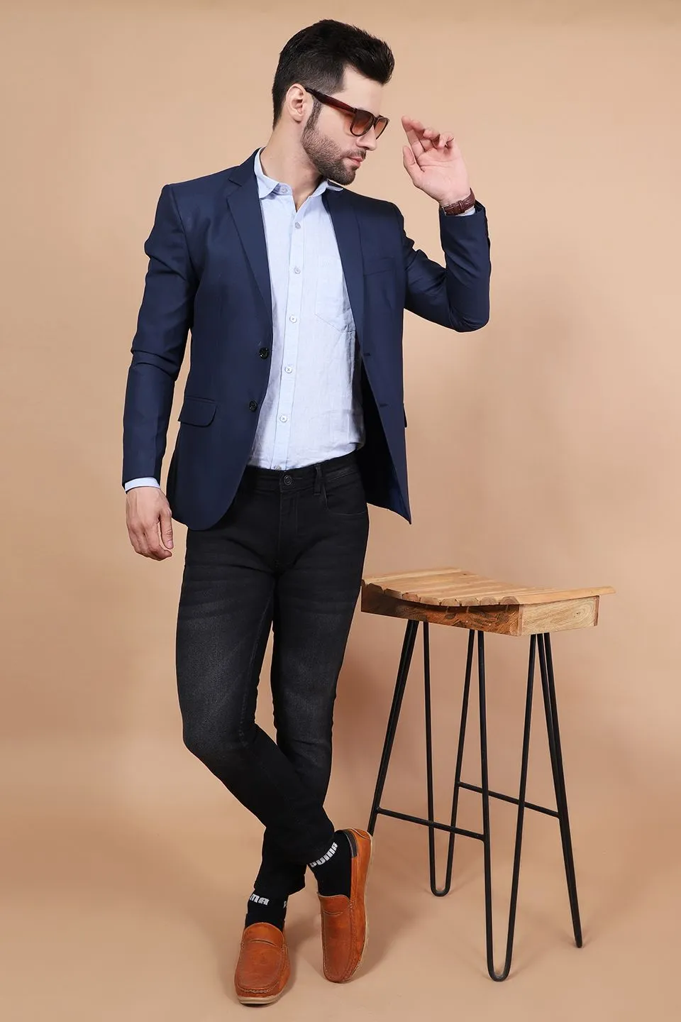 Polyester Cotton Blue Blazer