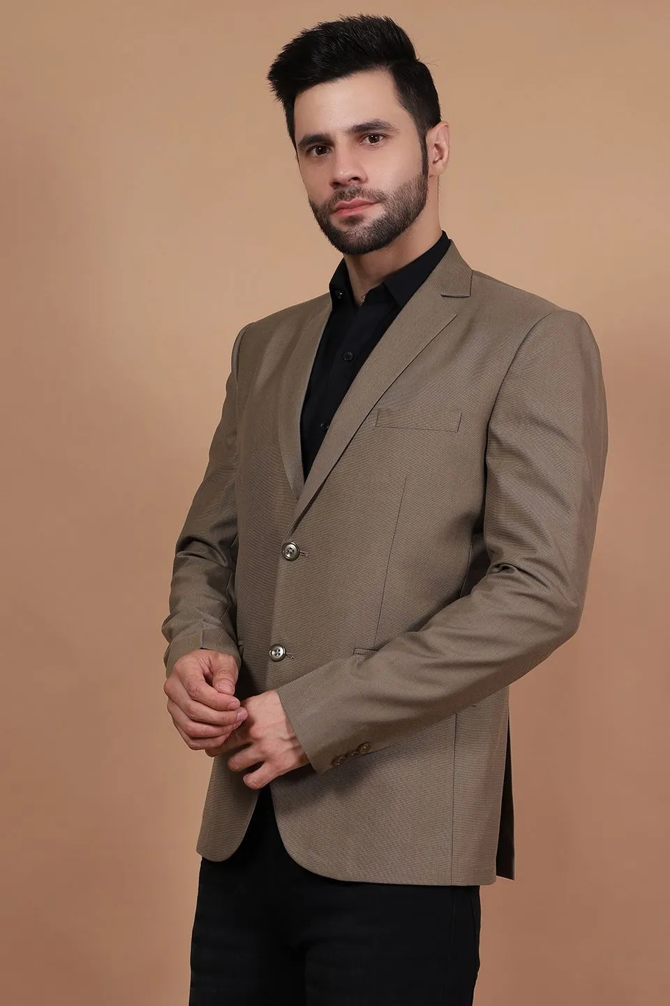 Polyester Cotton Brown Blazer
