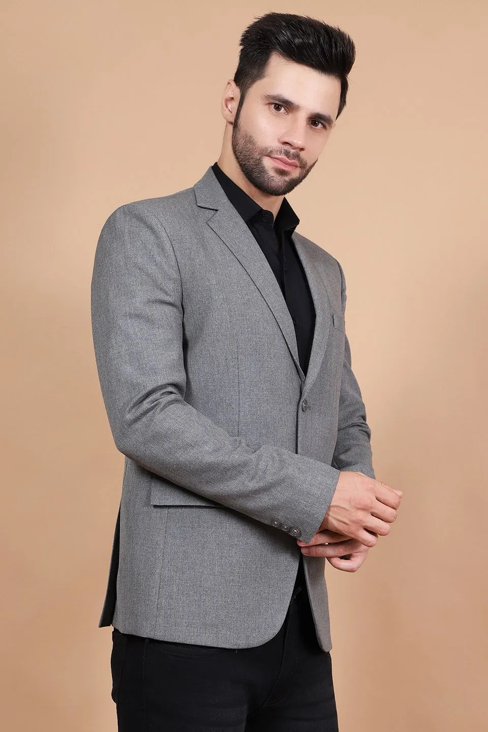 Polyester Cotton Grey Blazer