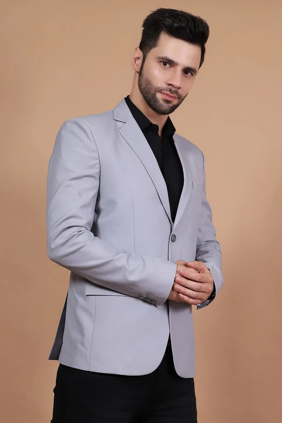 Polyester Cotton Grey Blazer