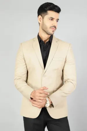 Polyester Cotton Plain Beige Blazer