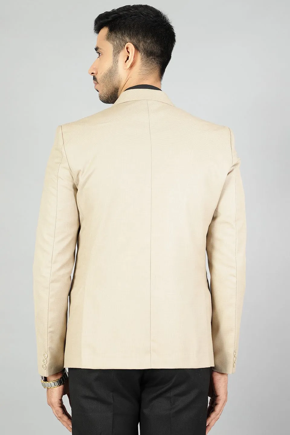 Polyester Cotton Plain Beige Blazer