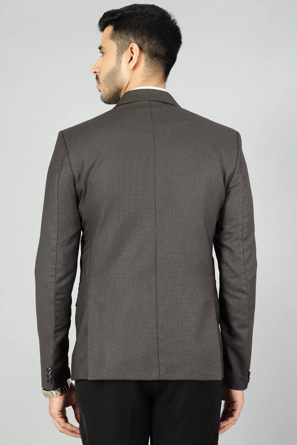 Polyester Cotton Plain Brown Blazer