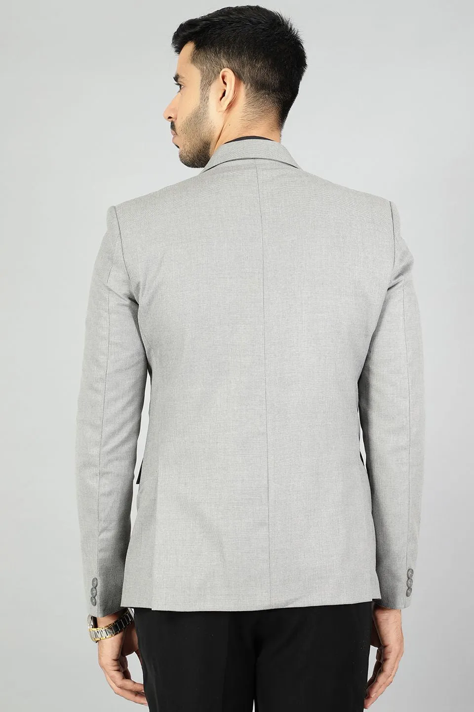 Polyester Cotton Plain Grey Blazer