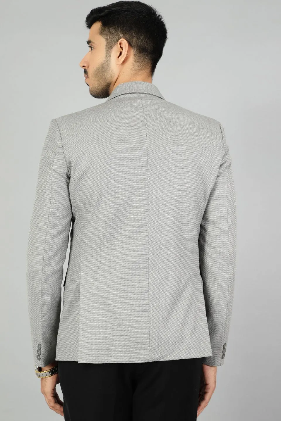 Polyester Cotton Plain Grey Blazer