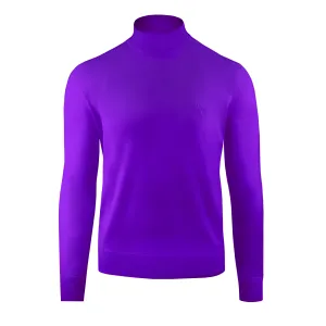 Purple Cashmere and Silk Mock Neck Sweater