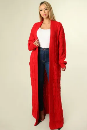 "Sweater Weather" Long Cardigan- Red