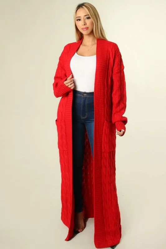 "Sweater Weather" Long Cardigan- Red